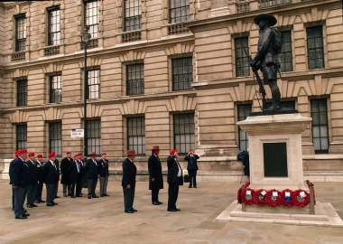 Group saluting the Gurkha Memorial